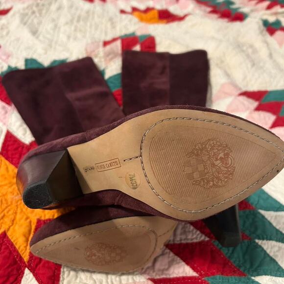 Vince Camuto Dark Plum purple suede knee-high boots with 3 inches heel boho - Picture 9 of 13